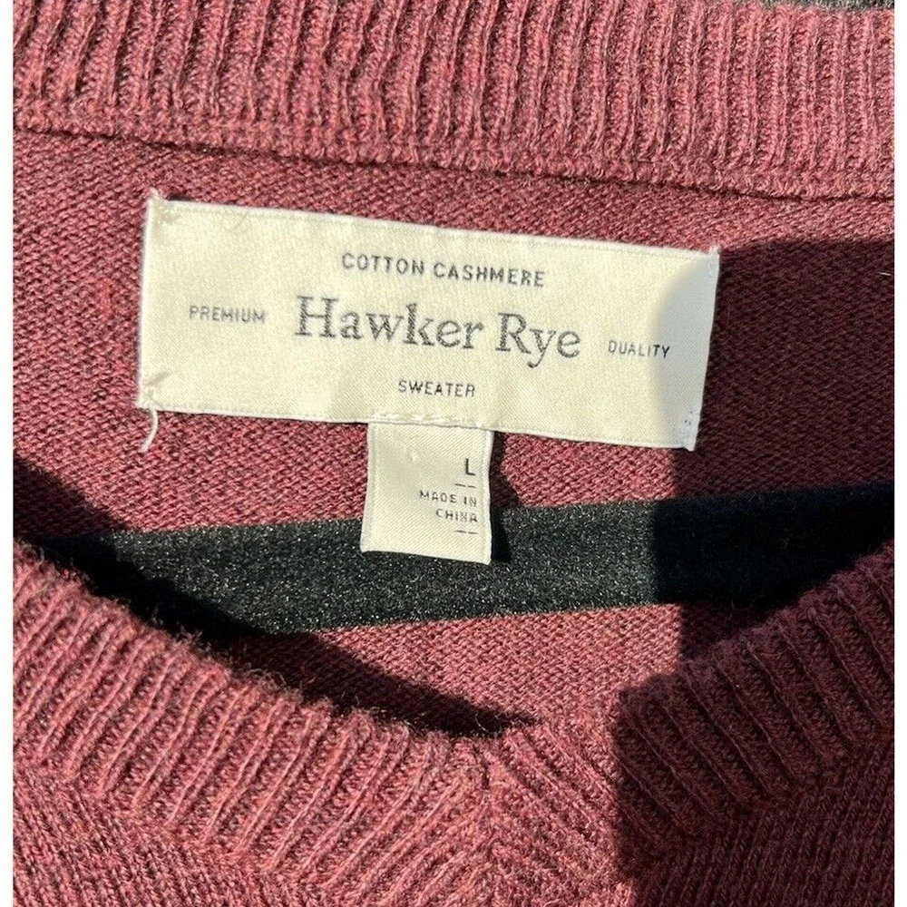 Hawker Rye Men’s Size Large Cotton Cashmere Color Maroon Premium Quality Sweater